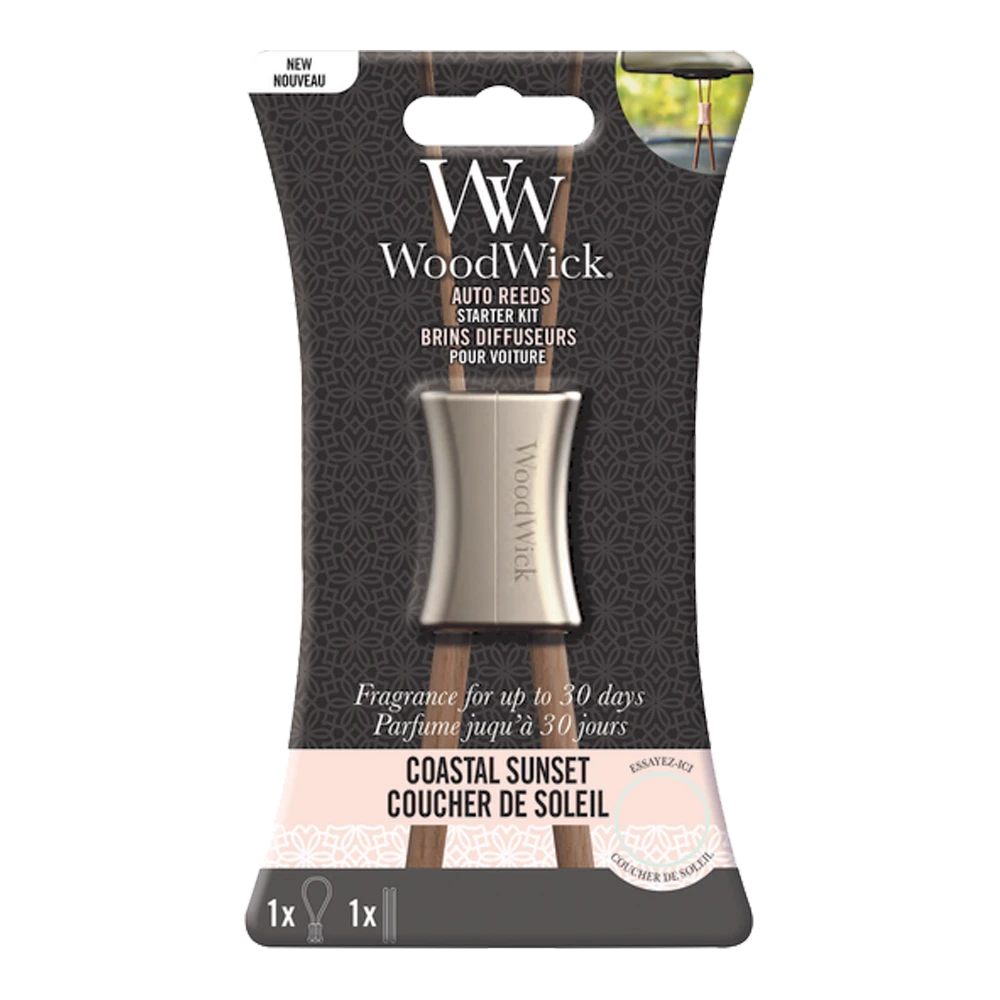 Woodwick Auto Reed Starter Kit Coastal Sunset - Auto Parfum 3 Woodwick Auto Reed Starter Kit Coastal Sunset - Auto Parfum