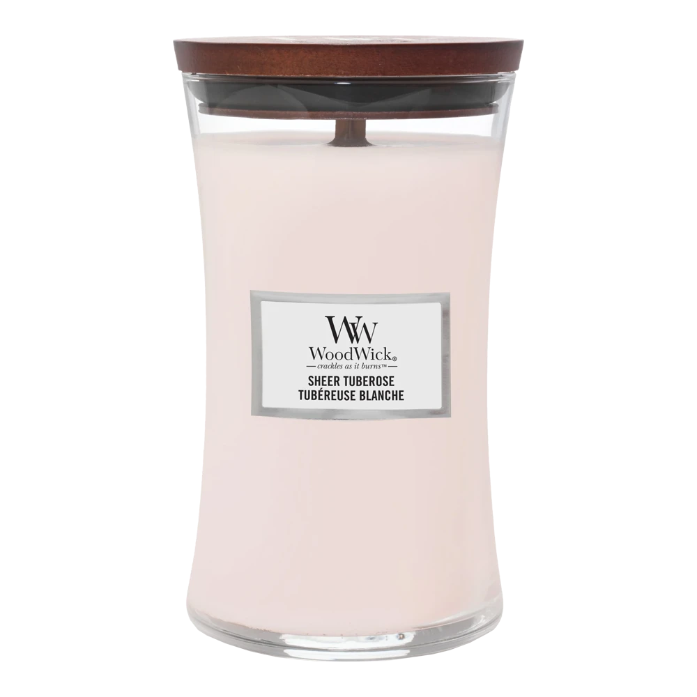 Woodwick Sheer Tuberose Large Candle - Geurkaars 3 Woodwick Sheer Tuberose Large Candle - Geurkaars