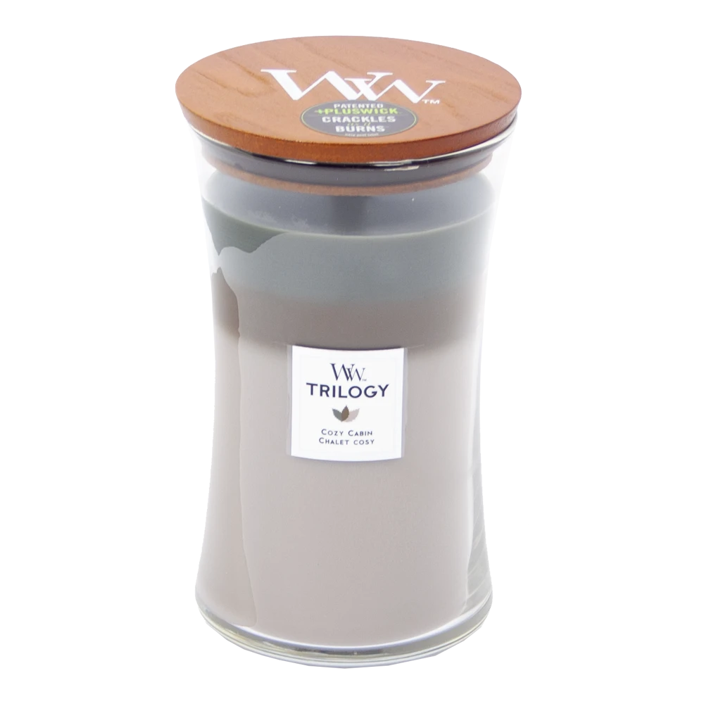 Woodwick Trilogy Cozy Cabin Large Candle - Geurkaars 3 Woodwick Trilogy Cozy Cabin Large Candle - Geurkaars